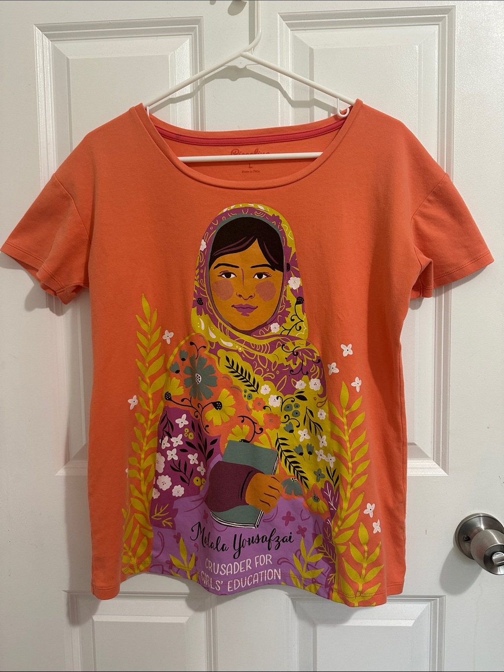 Piccolina Malala Yousafzai Coral Graphic Tee - Size Large